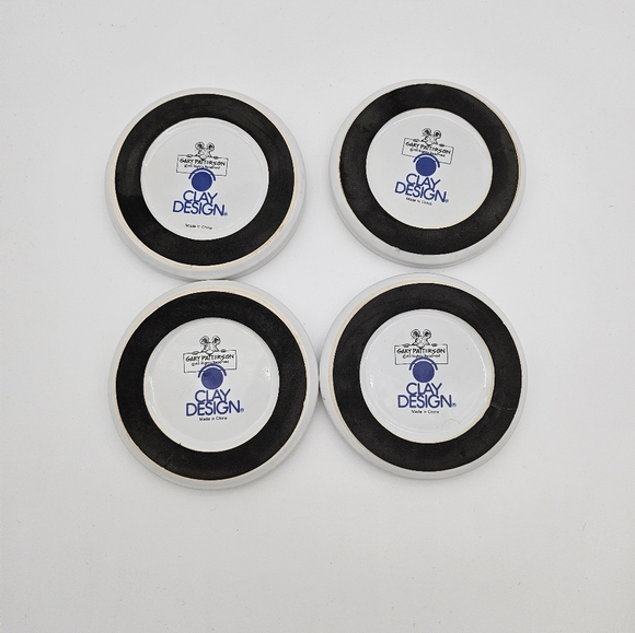 Clay Design Ceramic Coasters Gary Patterson Dog Lovers Set of 4 Rubber Bottom - Picture 3 of 8